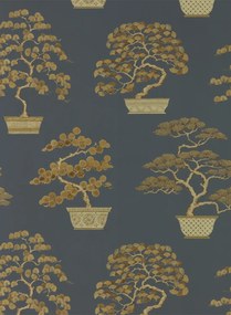 Sanderson Carta da parati Penjing - Ink Black/ Gold