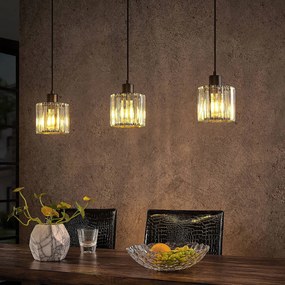 Lampada a sospensione in vetro Vella Lindby, dimmerabile, Nero, Soggiorno / Sala da pranzo, Metallo, Moderno, Lampada a sospensione