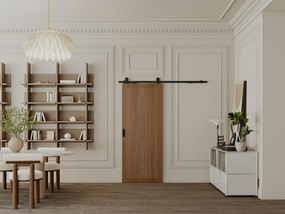 Porta scorrevole con sistema esterno muro H205 x L83 cm in MDF e Legno Naturale scuro - SANDORA