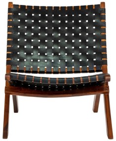 Poltrona in pelle nera con intreccio Perugia - House Nordic