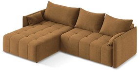 Divano angolare color terracotta allungabile/con contenitore (con penisola a sinistra/con chaise lounge) Moku – Makamii