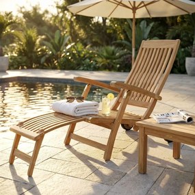 PATRIS - lettino prendisole in legno di teak