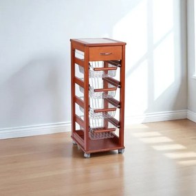 Carrello SALVASPAZIO portafrutta e cassetti CILIEGIO