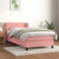 Giroletto a Molle con Materasso Rosa 90x190 cm in Velluto 3127348