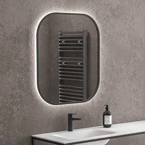 Specchio bagno led retroilluminato 70x80 cm cornice nera | KAM-S7800N - KAMALU