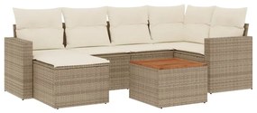 Set divani da giardino 7 pz con cuscini beige in polyrattan