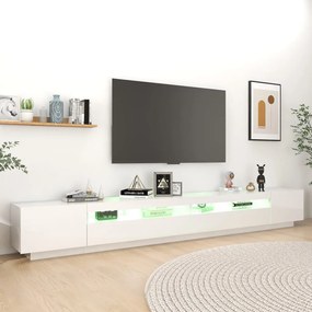 Mobile Porta TV con Luci LED Bianco Lucido 300x35x40 cm