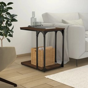 Tavolino rovere marrone 50x35x52 cm in legno multistrato