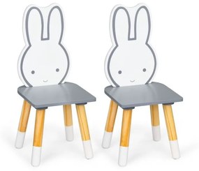 Simpatico tavolino per bambini con due sedie a forma di coniglietto