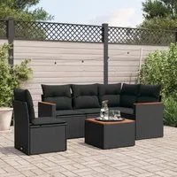 Set Divano da Giardino 6 pz con Cuscini Nero in Polyrattan 3258380