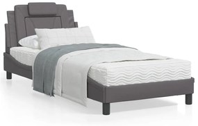 Letto con materasso grgio 90x200 cm in similpelle