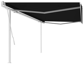 Tenda Da Sole Retrattile Manuale Con Pali 5x3 M Antracite /