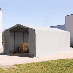 TOOLPORT 6x10 m tendostruttura, altezza 3,0m porta a cerniera, PVC 850, grigio, con statica (sottofondo in cemento) - (94112)