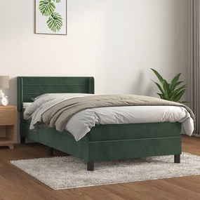 Giroletto A Molle Con Materasso Verde Scuro 90x200 Cm Velluto /