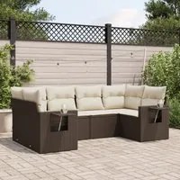 Set Divano da Giardino 6 pz con Cuscini Marrone in Polyrattan 3252920