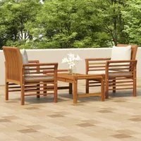 Set Mobili da Giardino 3pz con Cuscini Legno Massello di Acacia 3120461