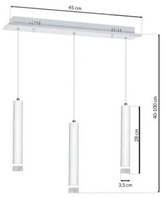Lampadario LED su filo ALBA 3xLED/15W/230V bianco