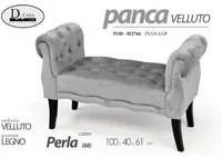 Panca in velluto grigio perla gambe in legno