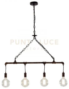 Lampadario a sospensione amarcord ruggine 4 luci attacco e27 86x110cm