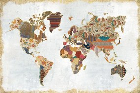 Salvadori tela stampata "Pattern World Map"  mis 120 x 80