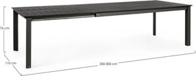 Tavolo Allungabile In Alluminio Antracite Per Esterni 110x200-300 Konnor Bizzotto