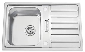 Lavello semincasso 1 vasca con gocciolatoio laterale destro o sinistro RODI Urban 80 B inox L 50 x L 80 x P 20 cm argento
