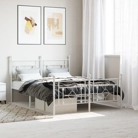 Giroletto Con Testiera E Pediera Metallo Bianco 140x190 Cm /