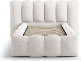 Letto singolo imbottito color crema con contenitore con rete inclusa 90x200 cm Lupine – Micadoni