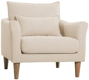 Poltrona scandinava in tessuto beige e massello di hevea KATE