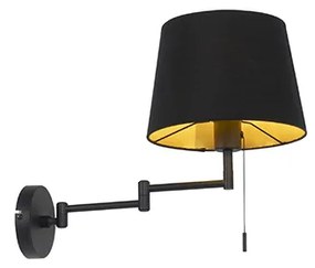 Applique nera con paralume nero e braccio regolabile - Ladas Deluxe