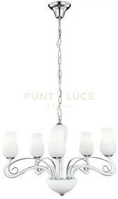 Lampadario angel bianco e cromo 5 luci attacco e14 64x120cm vetro s...