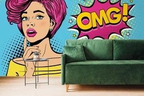 Carta da parati autoadesiva – Signora in stile pop art - OMG!