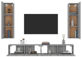 Set di mobili porta tv 4 pz grigio sonoma in legno multistrato