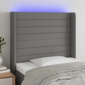 Testiera A Led Grigio Scuro 93x16x118/128 Cm İn Tessuto /
