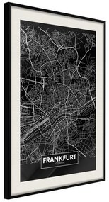 Poster  City Map: Frankfurt (Dark)  Cornice Quadri Cornice nera con pass-partout, Larghezza x Altezza Home decor 40x60