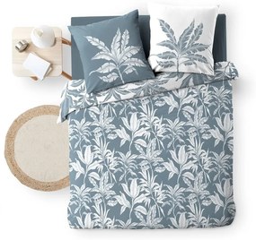 Set copripiumino e federa bianco/blu in cotone per letto matrimoniale ed esteso 240x220 cm Hera – douceur d'intérieur