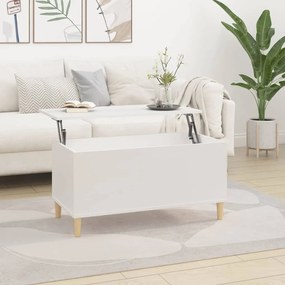 Tavolino Da Salotto Bianco 90x44,5x45 Cm İn Legno Multistrato /