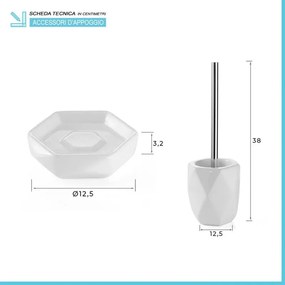 Set bagno da appoggio 4 pezzi in bianco in ceramica Dalia