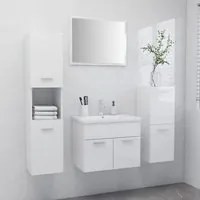 Set Mobili da Bagno Bianco Lucido in Truciolato 3071096