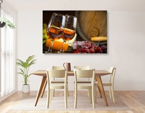 Quadro su tela – Due bicchieri di vino rosato
