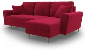 Divano angolare rosso allungabile e con contenitore con rivestimento in velluto Kyoto – Cosmopolitan Design