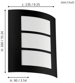 Eglo 99567 - Applique da esterno CITY 1xE27/40W/230V IP44