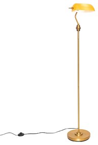 Lampada da terra classica notarile bronzo con vetro ambrato - Banker