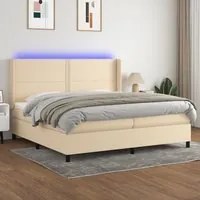 Letto a Molle Materasso e LED bianco 200x200cm in Tessuto 3138266