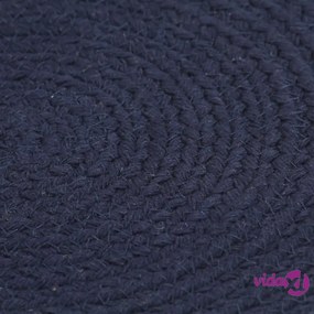 vidaXL Tovagliette 4 pz Blu Marino Neutro 38 cm Rotonde in Cotone