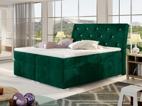 Letto matrimoniale boxspring Missouri - 160 x 200 cm , Tessuto verde