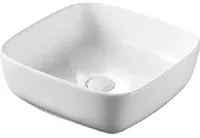 Lavabo da appoggio bianco quadro angoli arrotondati 40x40 H.14 cm