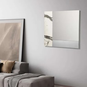 Specchio moderno quadrato 80 cm effetto marmo bianco e foglia argento - KEIRA
