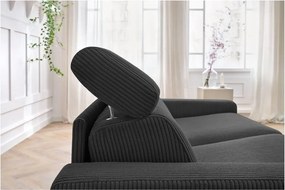 Divano in grigio scuro allungabile con rivestimento in velluto a coste 195 cm Monaco – Bobochic Paris