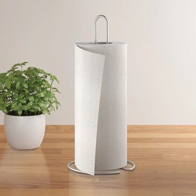 Portarotolo da cucina verticale color argento lucido in acciaio ø 14 cm Luxy – Metaltex